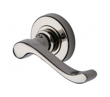 Heritage Brass V3010 Bedford Door Handles On Round Rose - Polished Nickel