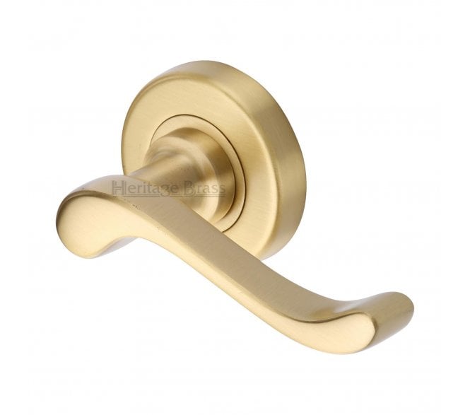 Heritage Brass V3010 Bedford Door Handles On Round Rose - Satin Brass