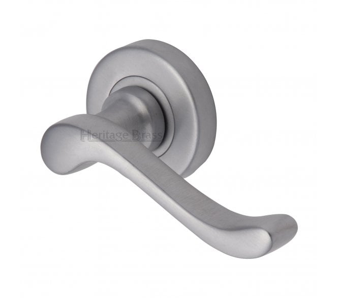 Heritage Brass V3010 Bedford Door Handles On Round Rose - Satin Chrome