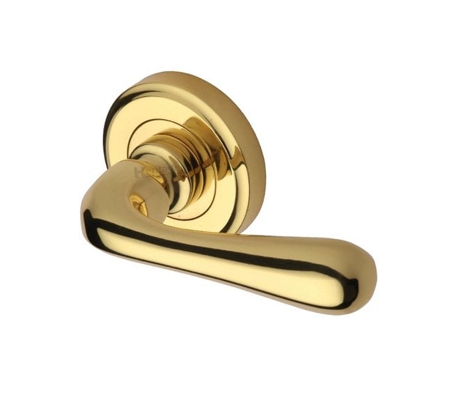 Heritage Brass V3020 Charlbury Door Handles On Round Rose - Polished Brass