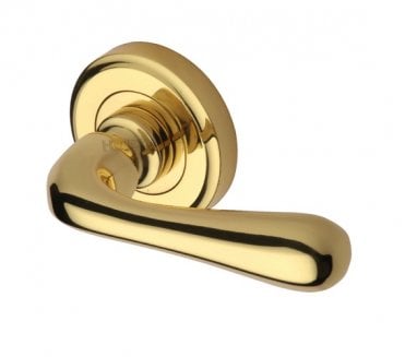 Heritage Brass V3020 Charlbury Door Handles On Round Rose - Polished Brass