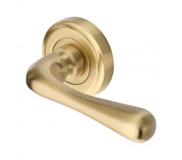 Heritage Brass V3020 Charlbury Door Handles On Round Rose - Satin Brass