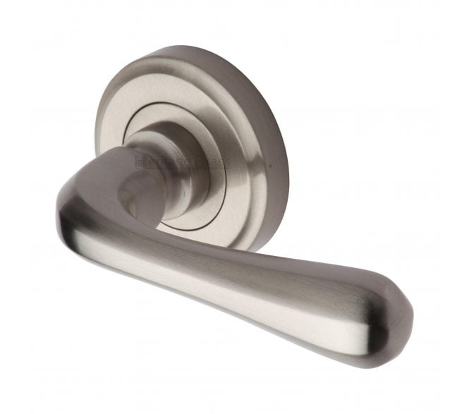 Heritage Brass V3020 Charlbury Door Handles On Round Rose - Satin Nickel