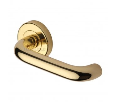 Heritage Brass V3090 Harmony Door Handles On Round Rose - Polished Brass
