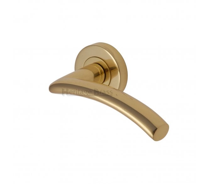 Heritage Brass V3490 Centaur Door Handles On Round Rose - Polished Brass