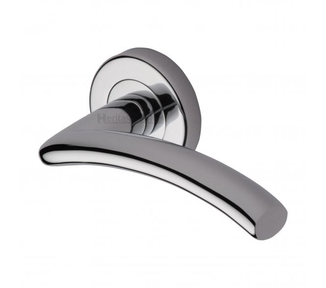 Heritage Brass V3490 Centaur Door Handles On Round Rose - Polished Chrome