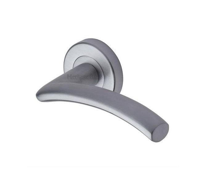 Heritage Brass V3490 Centaur Door Handles On Round Rose - Satin Chrome