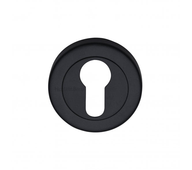 Heritage Brass V4020 Euro Profile Cylinder Escutcheon - Matt Black