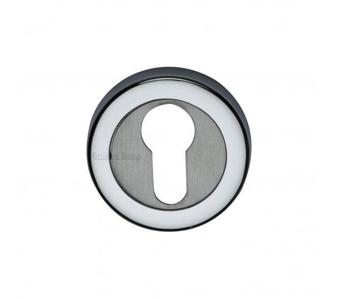 Heritage Brass V4020 Euro Profile Escutcheon 53mm - Polished Chrome/Satin Chrome