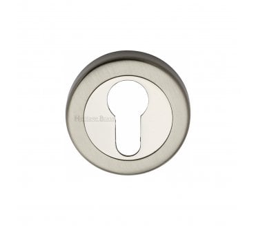 Heritage Brass V4020 Euro Profile Escutcheon 53mm - Satin Nickel/Polished Nickel