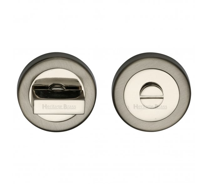Heritage Brass V4035 Bathroom Turn & Release Set 53mm - Satin Nickel/Polished Nickel