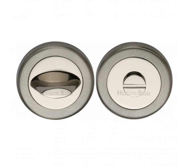 Heritage Brass V4043 Contemporary Bathroom Turn & Release 53mm - Satin Nickel/Polished Nickel