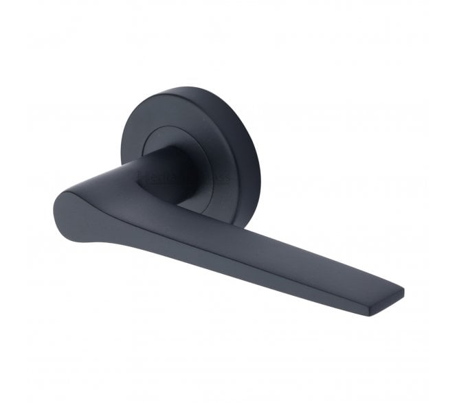 Heritage Brass V4189 Gio Door Handles On Round Rose - Matt Black