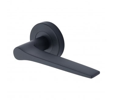 Heritage Brass V4189 Gio Door Handles On Round Rose - Matt Black