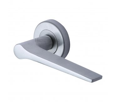 Heritage Brass V4189 Gio Door Handles On Round Rose - Satin Chrome