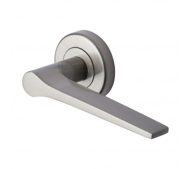 Heritage Brass V4189 Gio Door Handles On Round Rose - Satin Nickel
