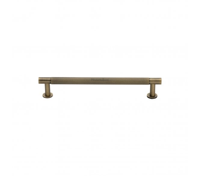Heritage Brass V4462 Partial Knurled T-Bar Cabinet Pull Handles W/ Circular Roses - Antique Brass