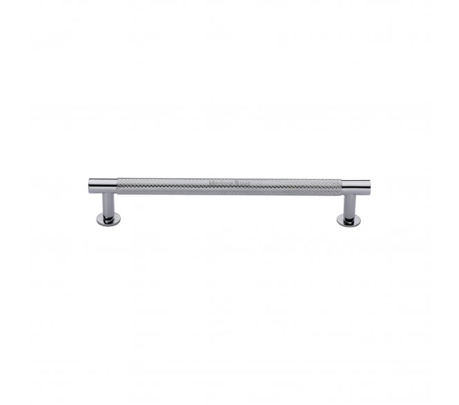 Heritage Brass V4462 Partial Knurled T-Bar Cabinet Pull Handles W/ Circular Roses - Polished Chrome