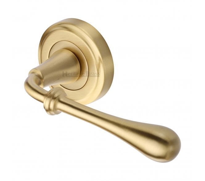 Heritage Brass V7155 Roma Door Handles On Round Rose - Satin Brass