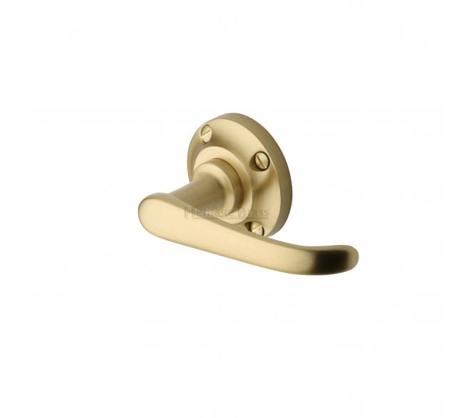 Heritage Brass V720 Windsor Door Handles On Round Rose - Satin Brass