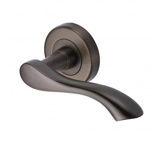 Heritage Brass V7210 Algarve Door Handles On Round Rose - Matt Bronze