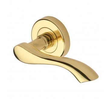 Heritage Brass V7210 Algarve Door Handles On Round Rose - Polished Brass