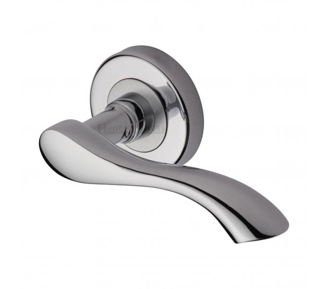 Heritage Brass V7210 Algarve Door Handles On Round Rose - Polished Chrome