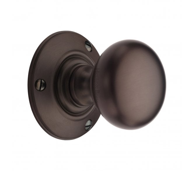 Heritage Brass V876-MB Chester Mortice Knobs on Rose - Matt Bronze