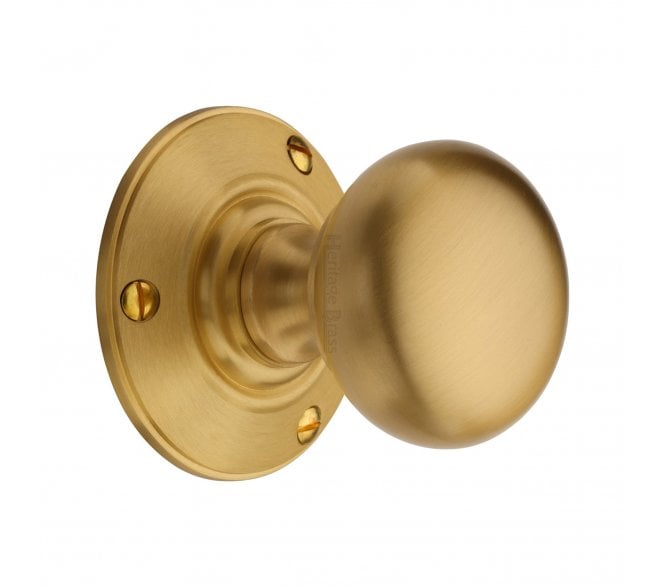 Heritage Brass V876-SB Chester Mortice Knobs on Rose - Satin Brass