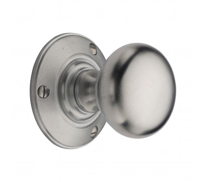 Heritage Brass V876-SC Chester Mortice Knobs on Rose - Satin Chrome