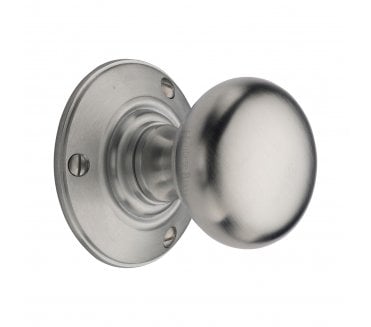 Heritage Brass V876-SC Chester Mortice Knobs on Rose - Satin Chrome