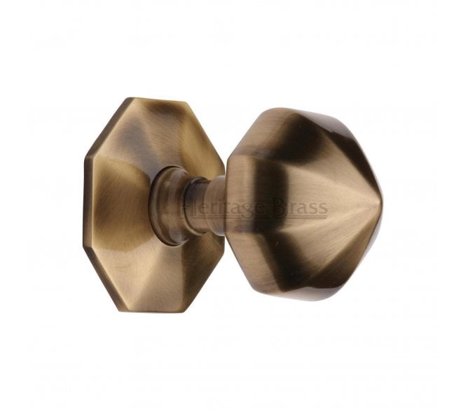 Heritage Brass V880 Faceted Centre Door Knob 63mm - Antique Brass