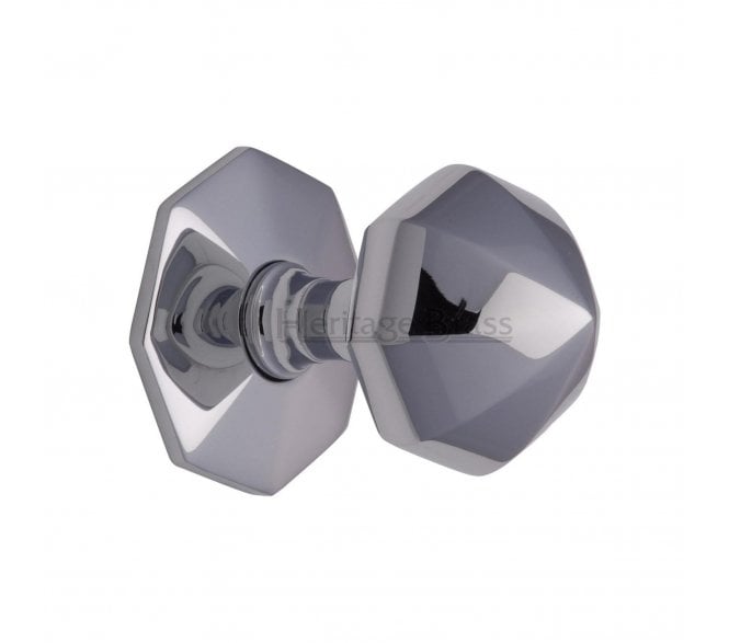 Heritage Brass V880 Faceted Centre Door Knob 63mm - Polished Chrome