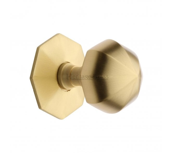 Heritage Brass V880 Faceted Centre Door Knob 63mm - Satin Brass