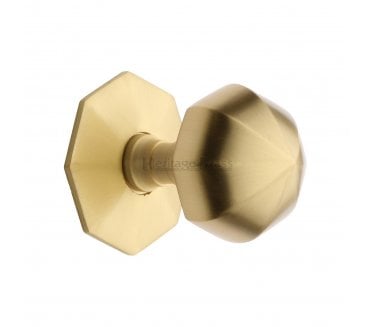 Heritage Brass V880 Faceted Centre Door Knob 63mm - Satin Brass