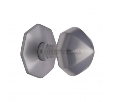Heritage Brass V880 Faceted Centre Door Knob 63mm - Satin Chrome