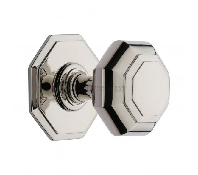 Heritage Brass V890 Octagonal Centre Door Knob - Polished Nickel