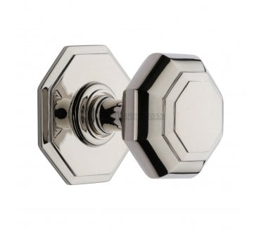 Heritage Brass V890 Octagonal Centre Door Knob - Polished Nickel