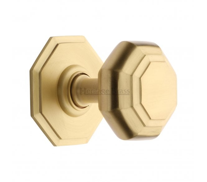 Heritage Brass V890 Octagonal Centre Door Knob - Satin Brass