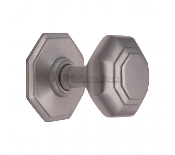 Heritage Brass V890 Octagonal Centre Door Knob - Satin Chrome