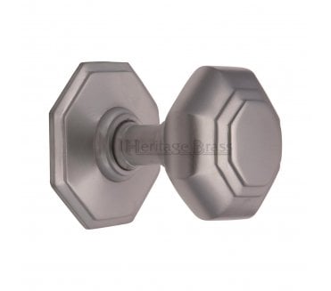 Heritage Brass V890 Octagonal Centre Door Knob - Satin Chrome