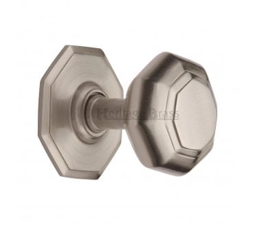 Heritage Brass V890 Octagonal Centre Door Knob - Satin Nickel