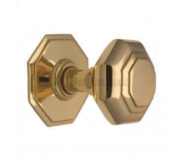 Heritage Brass V890 Octagonal Centre Door Knob - Unlacquered Brass