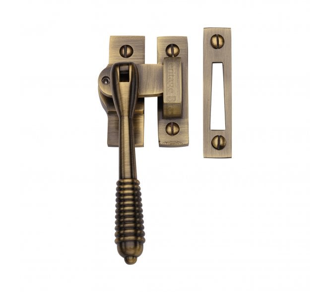 Heritage Brass V894L Reeded-End Casement Fastener (Lockable) - Antique Brass