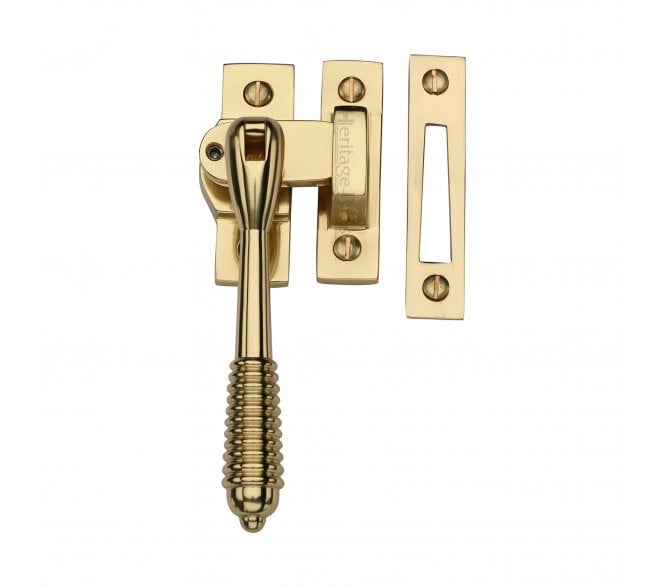 Heritage Brass V894L Reeded-End Casement Fastener (Lockable) - Polished Brass
