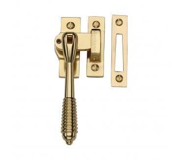 Heritage Brass V894L Reeded-End Casement Fastener (Lockable) - Polished Brass