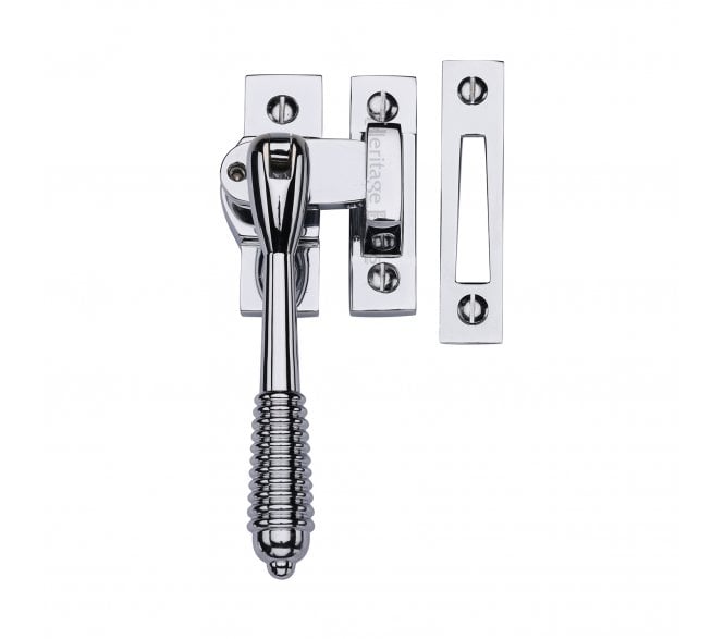 Heritage Brass V894L Reeded-End Casement Fastener (Lockable) - Polished Chrome
