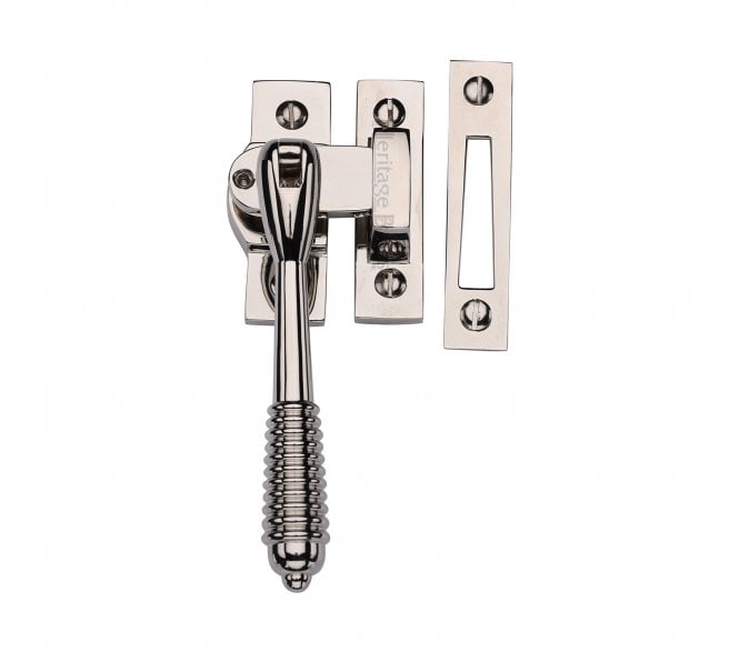 Heritage Brass V894L Reeded-End Casement Fastener (Lockable) - Polished Nickel