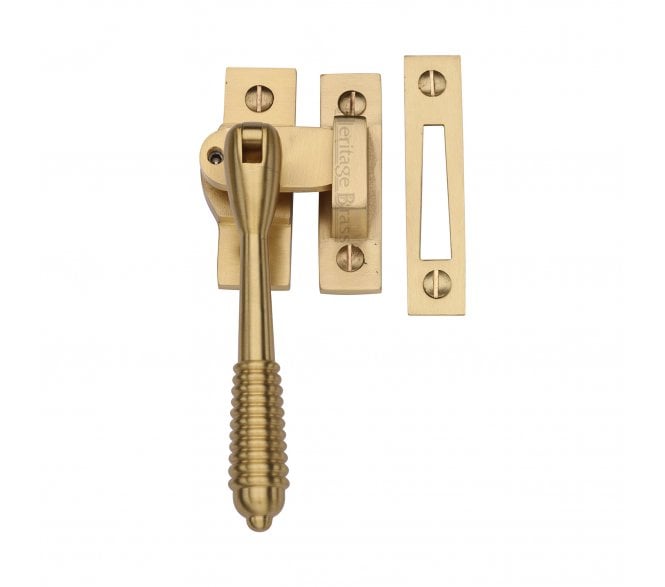 Heritage Brass V894L Reeded-End Casement Fastener (Lockable) - Satin Brass