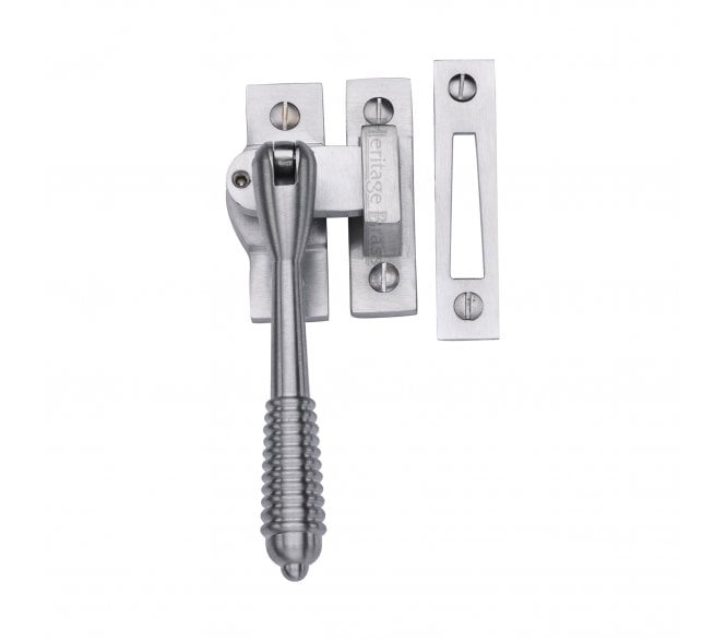 Heritage Brass V894L Reeded-End Casement Fastener (Lockable) - Satin Chrome